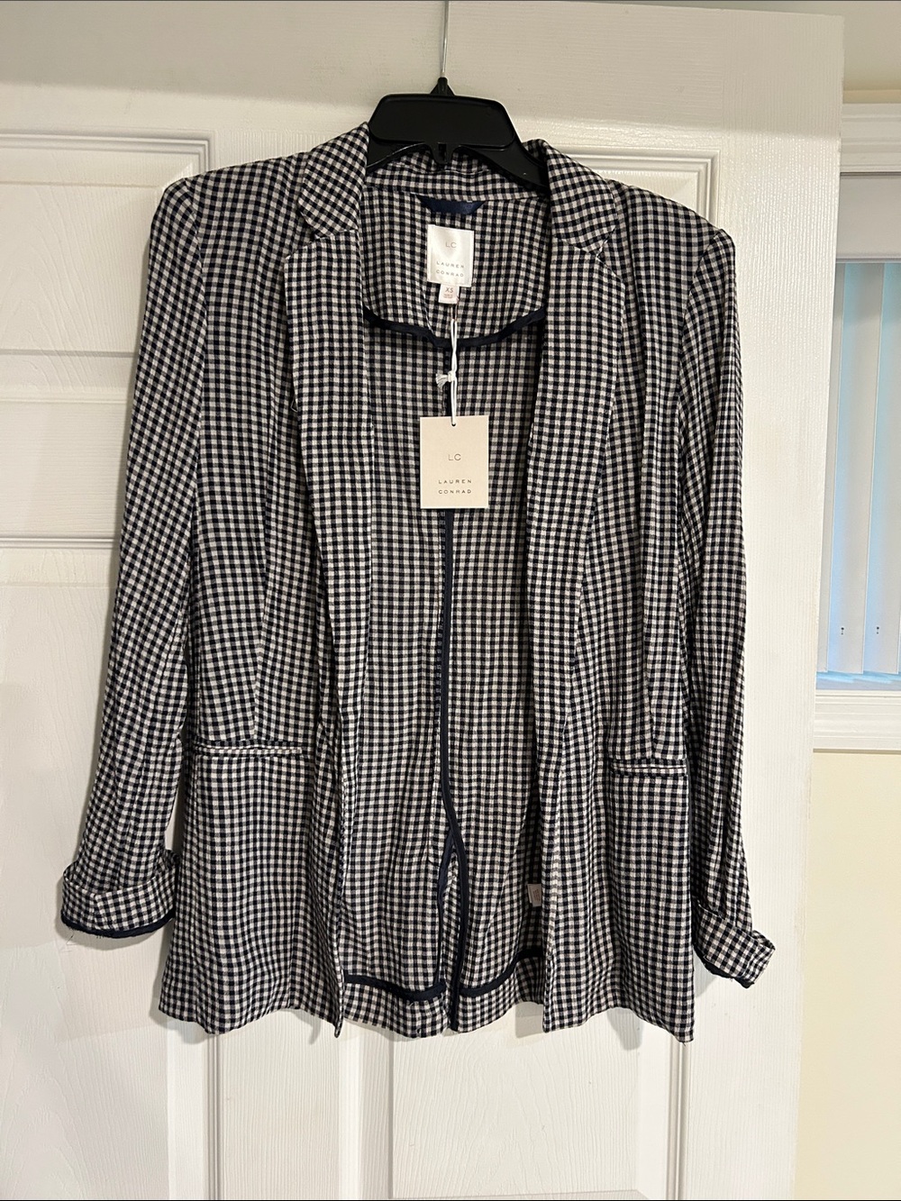 LC Lauren Conrad Black and White Gingham Blazer